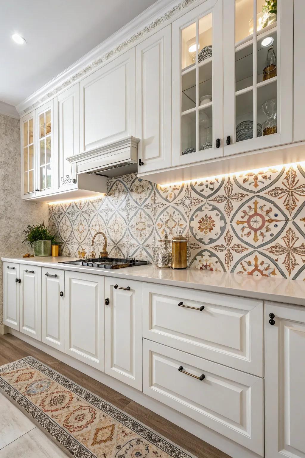 Decorated stoneware tiles present charm and artfulness