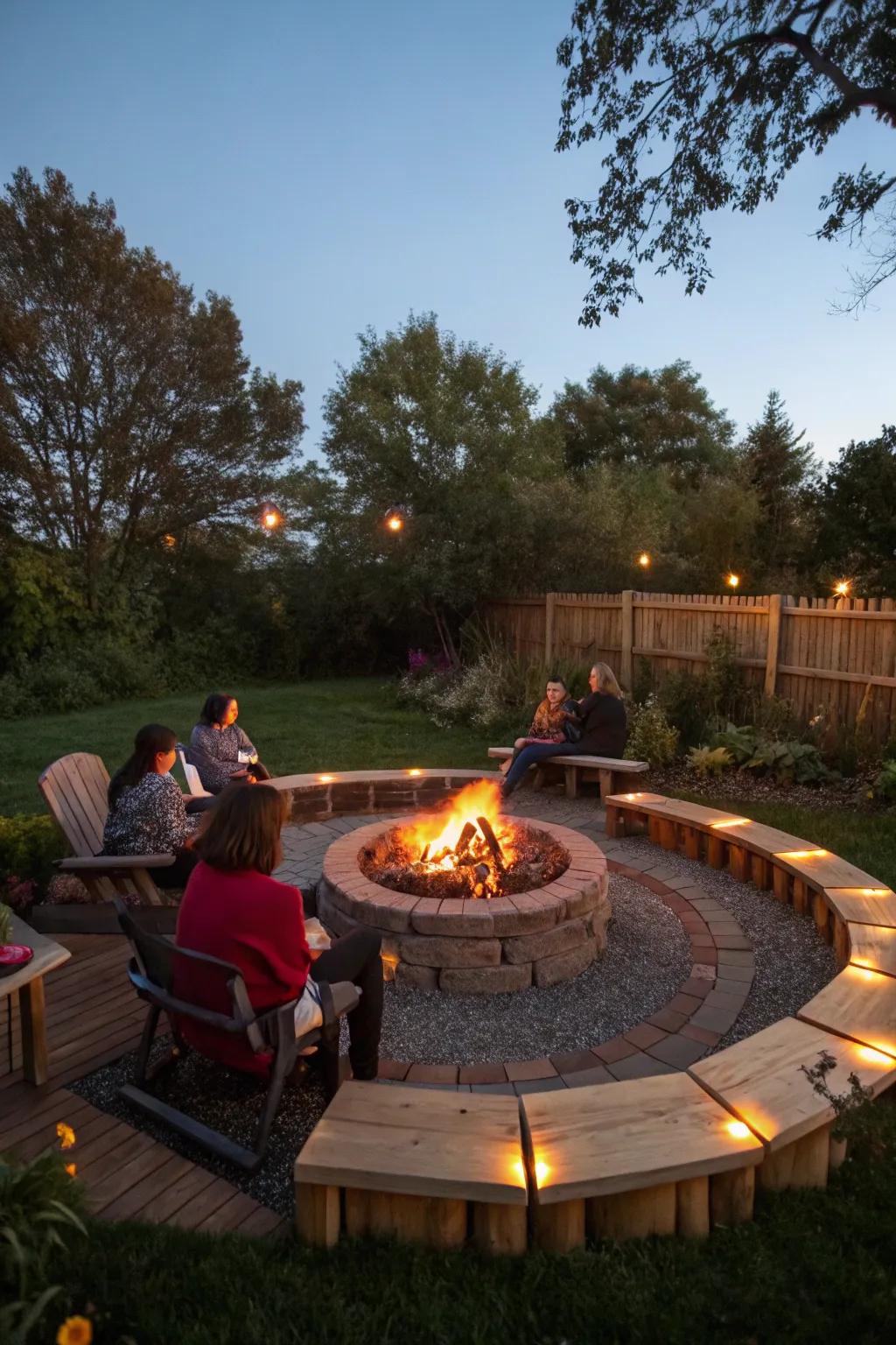 Round layouts enhance social interaction near the fire pit.