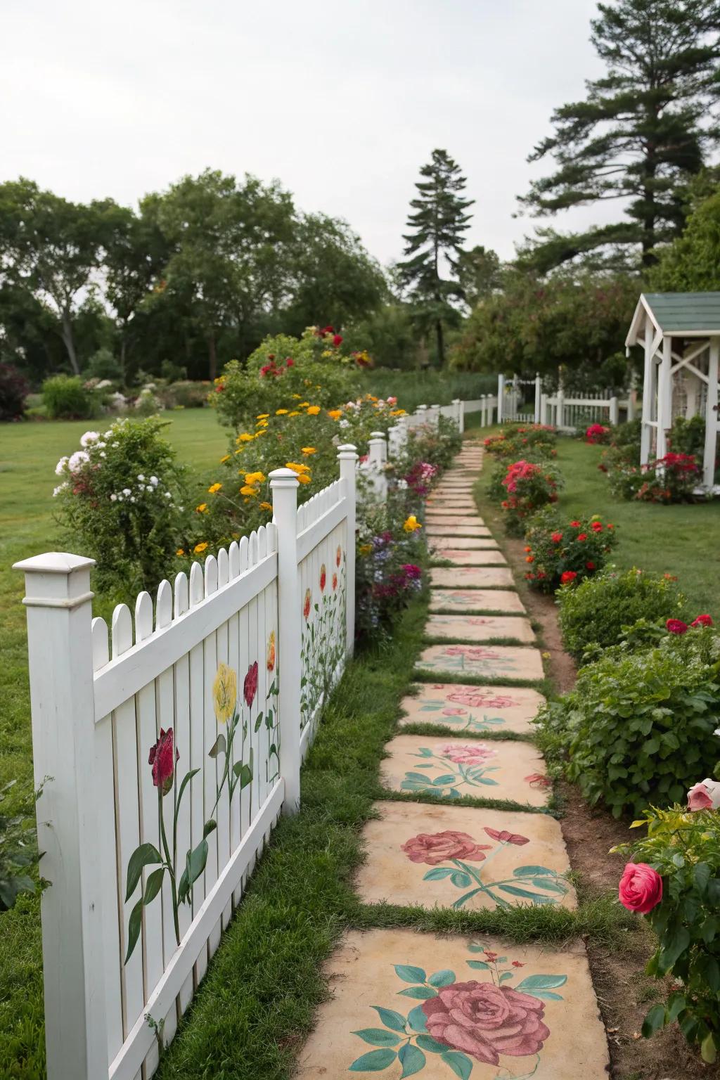 Painted pathways set the stage for an enchanting garden experience.