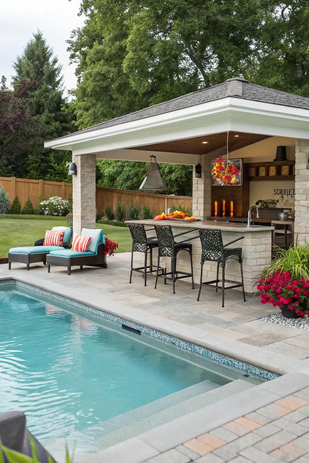 A poolside bar elevates your backyard hosting.