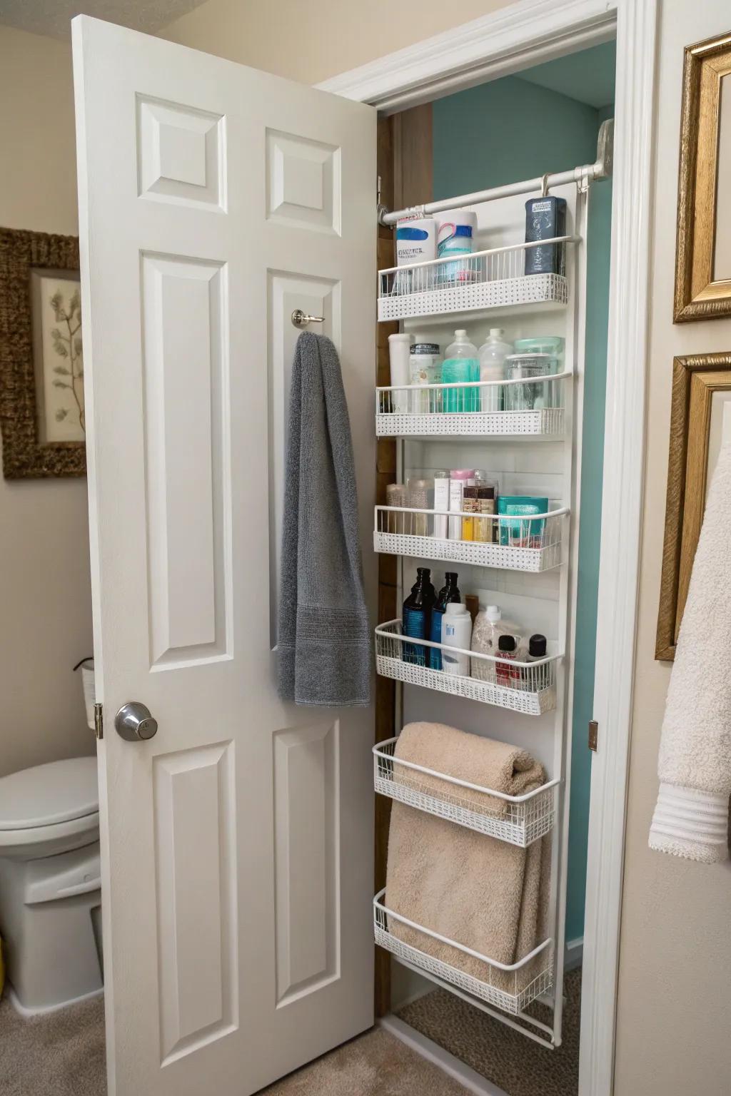 Door racks make the most of storage without using floor space.