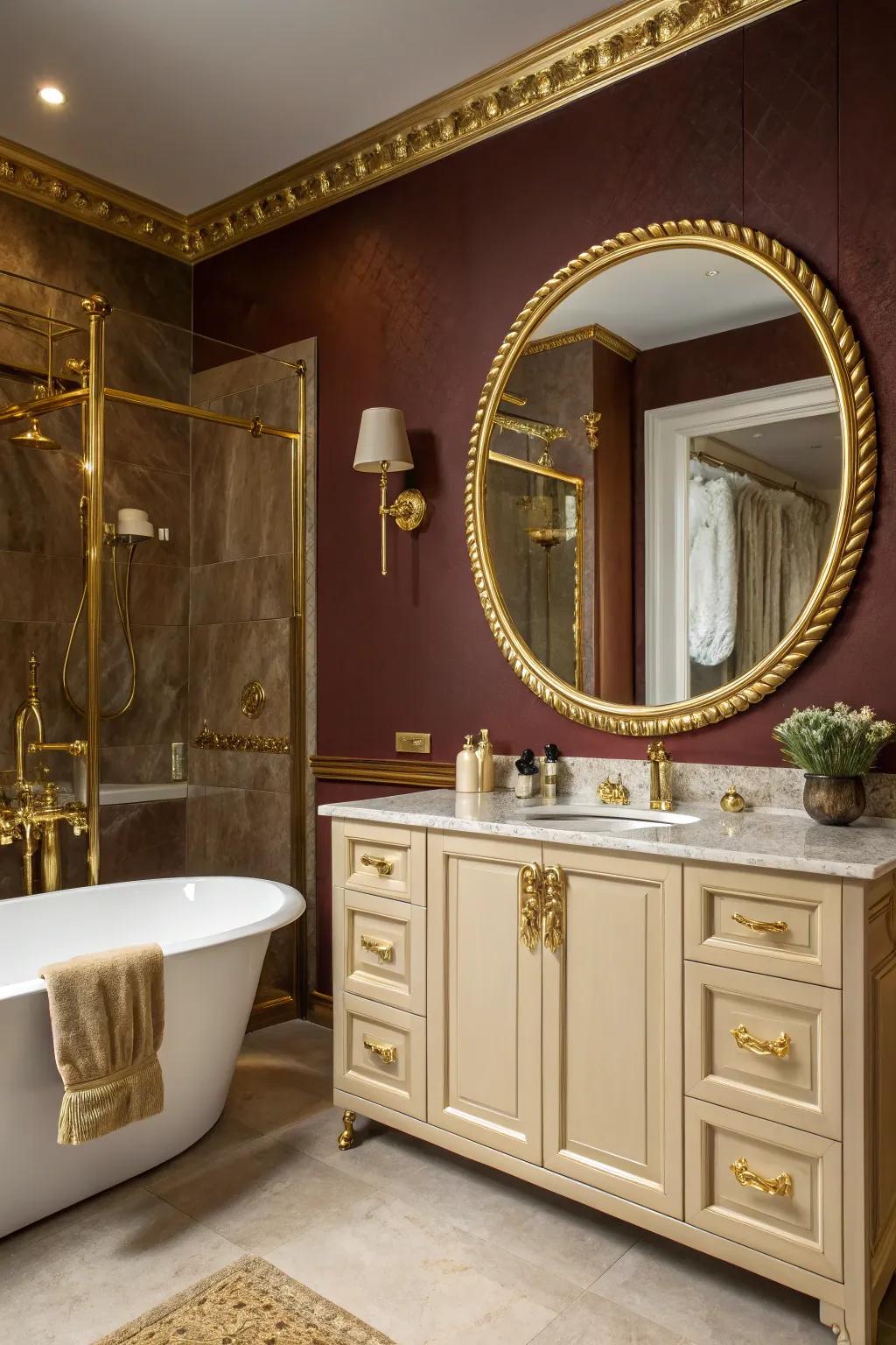 Sumptuous gilded tones contribute warmth and elegance to your area.