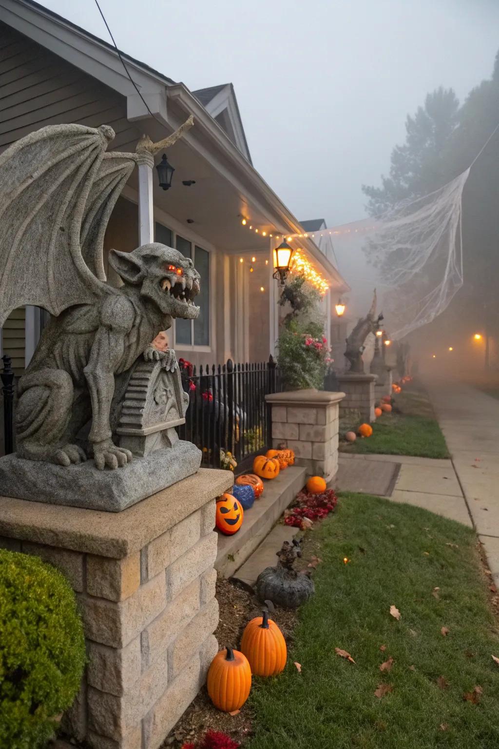 Grotesques lend a Gothic charm to Halloween decorations.