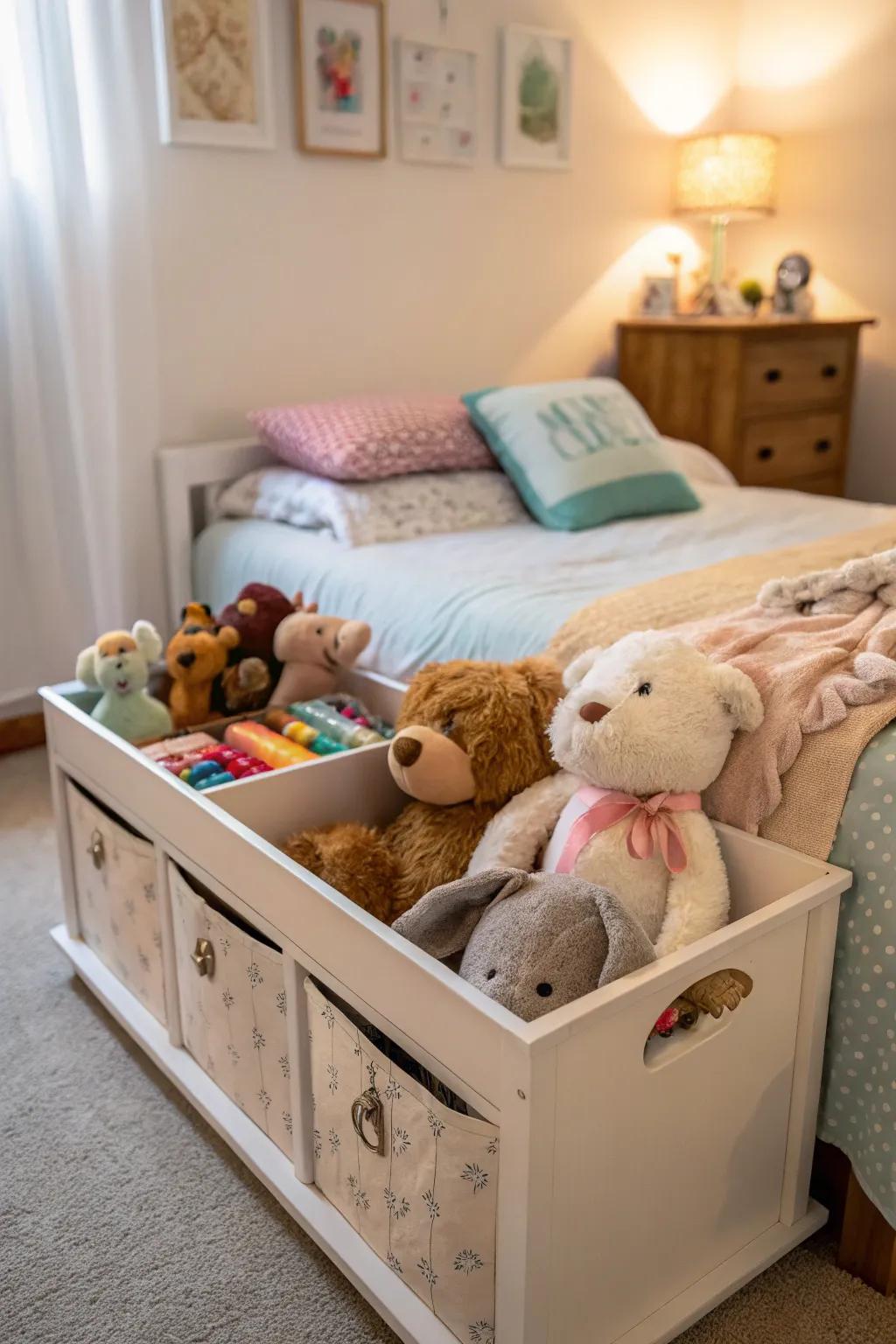 System tables bring function and style to toy storage.