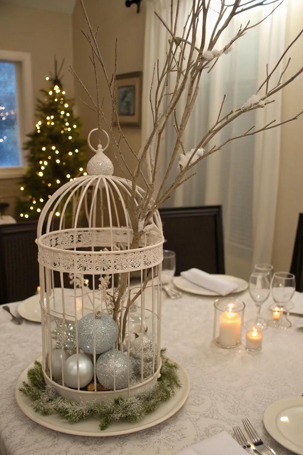 A winter wonderland <strong><em>bird enclosure</em></strong> centerpiece with festive decor.” loading=”lazy” class=”pimg”>
	</picture><figcaption>A winter wonderland <strong><em>bird enclosure</em></strong> centerpiece with festive decor.</figcaption></figure>
<p>Create a <strong>winter wonderland</strong> utilizing snow-covered branches and silver ornaments within your <strong><em>bird enclosure</em></strong>. Perfect for introducing a festive touch during the holiday season.</p>
<h3>Explore these options:</h3>
<ul class=