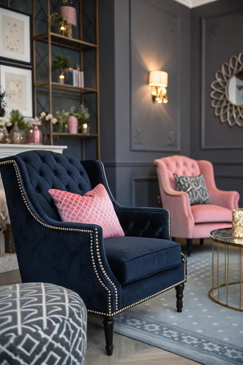 Unexpected color combinations add depth and surprise to the design.