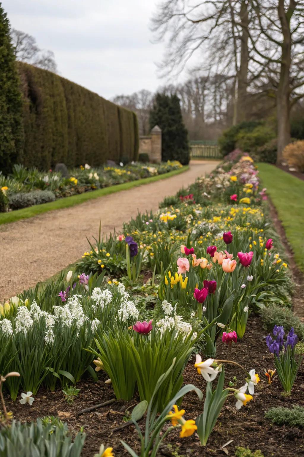 A vibrant Sunrise Bloom Collection border in full bloom.