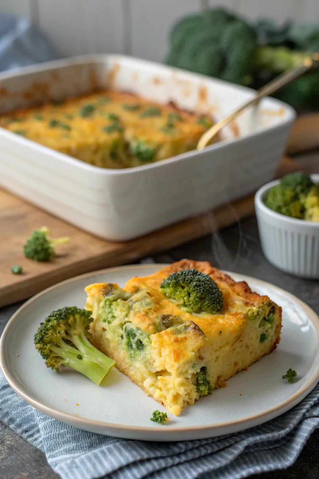 A cheesy flowering green casserole, perfect for a family breakfast.