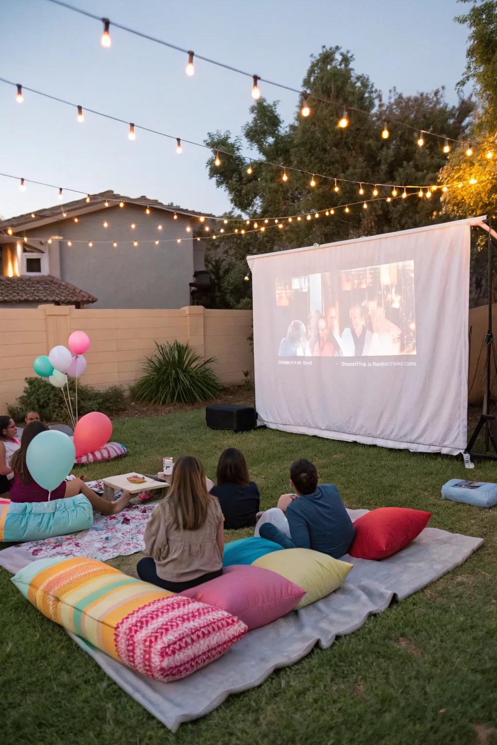 An enchanting al fresco cinema showing beneath the stars.