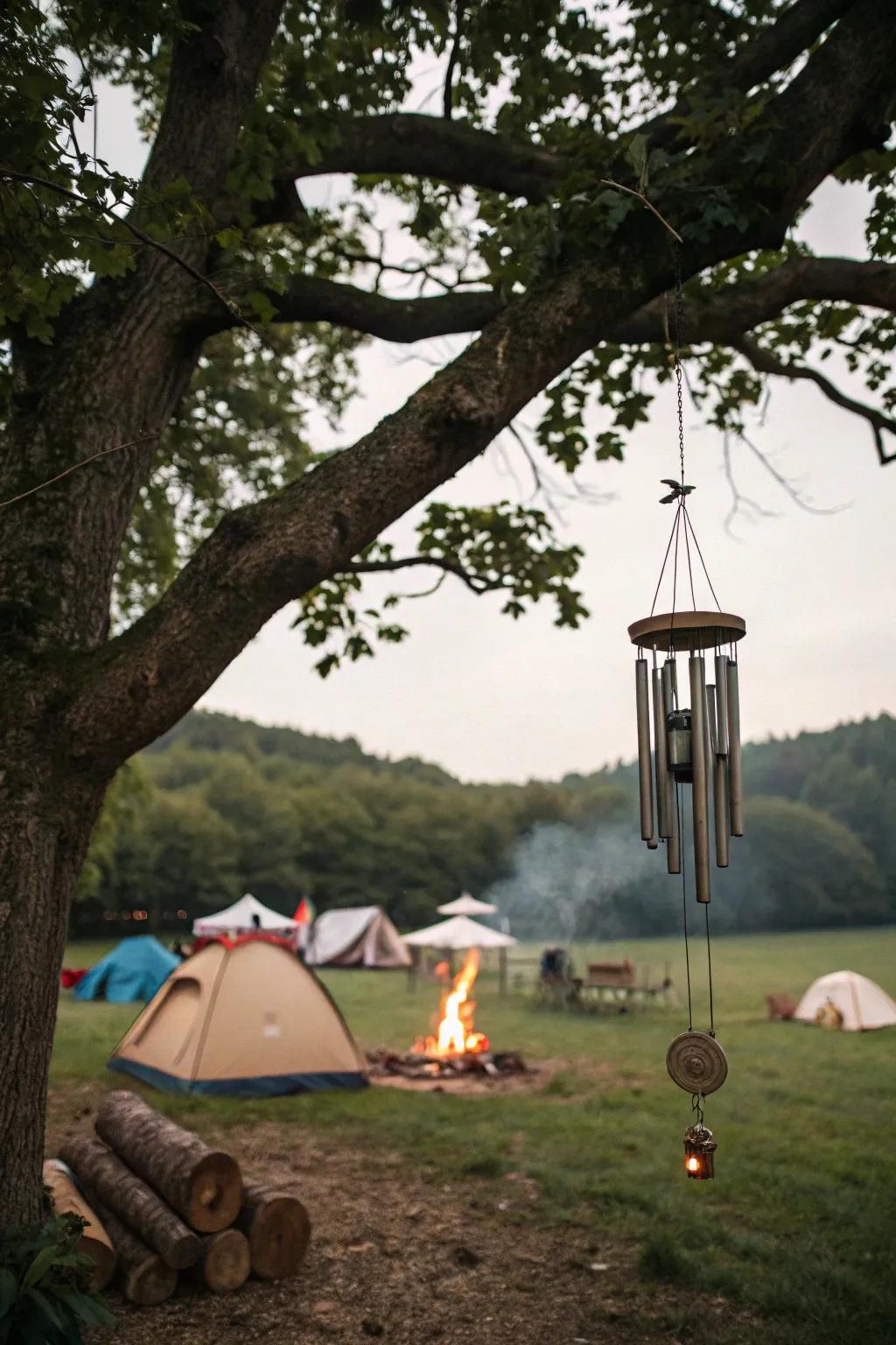Enhance the serenity of your campsite with the tranquil sounds of a wind chime.