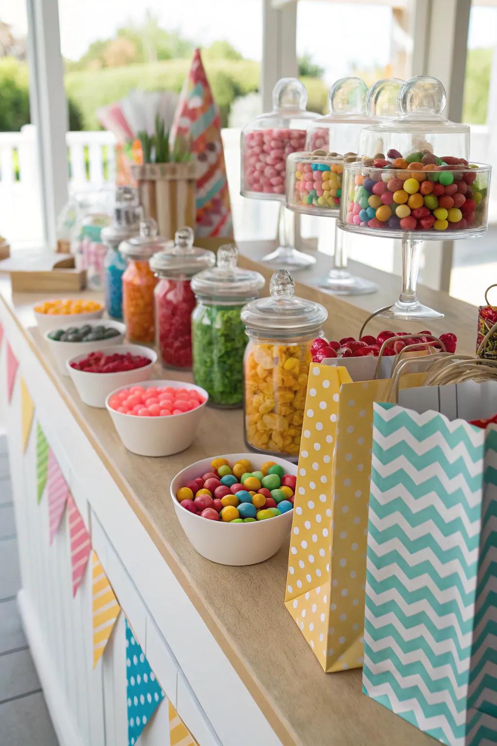 A sweet exchange station injects interactive fun into your buffet, adding a dynamic and engaging element.