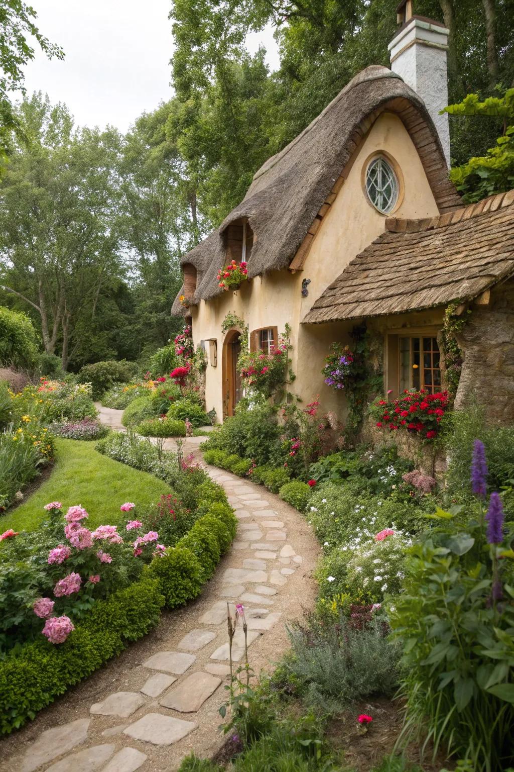 Enchanting earth block dwelling with earth's resources and a singular design.
