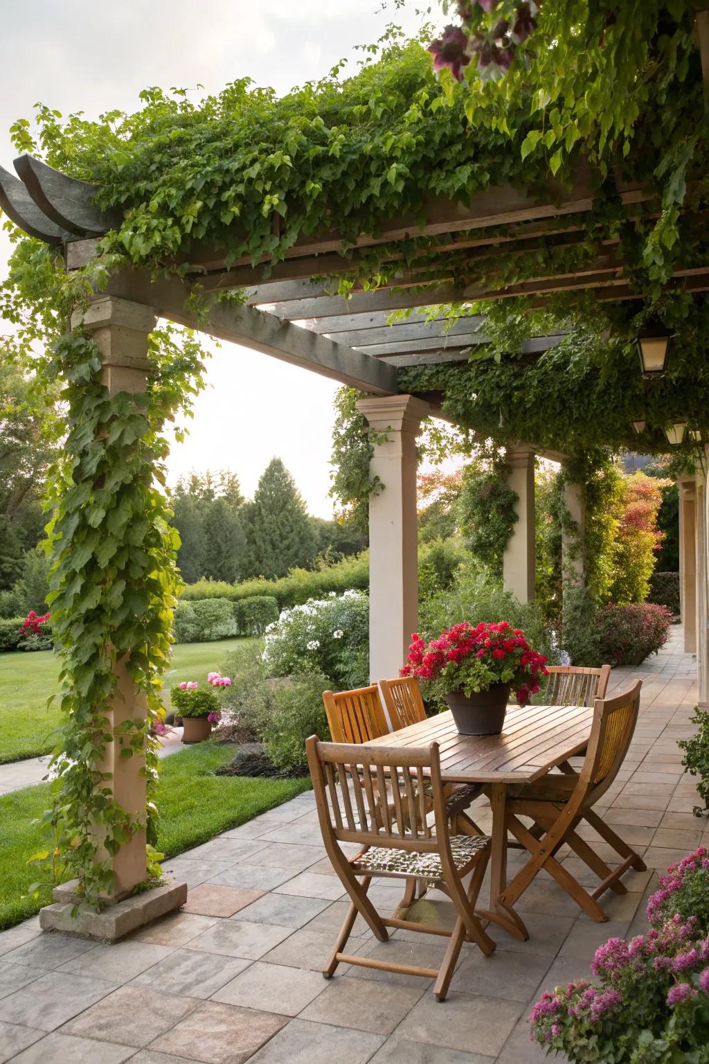 A garden weave elevates your patio's garden attraction.