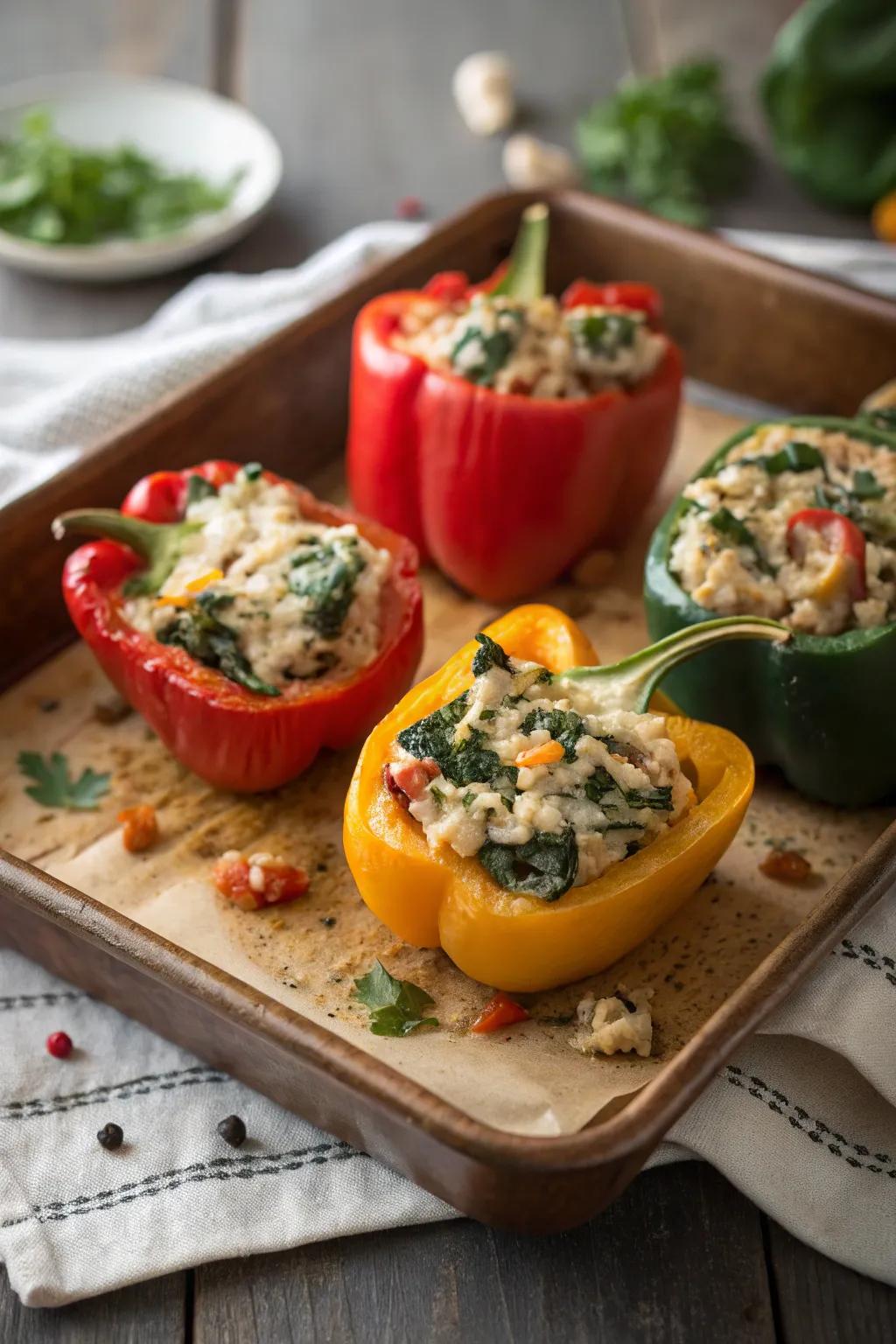 Chicken and spinach BloomFillers, a nutritious and colorful delight.