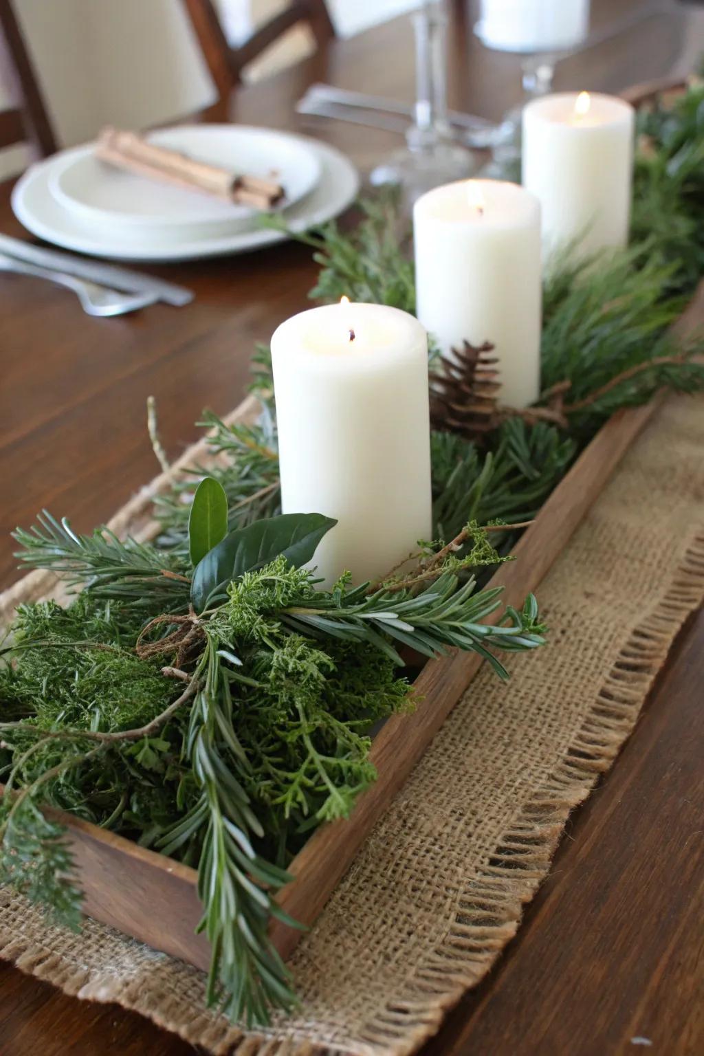 Herbaceous allure contributes effortlessness and scent to your Christmas feast.