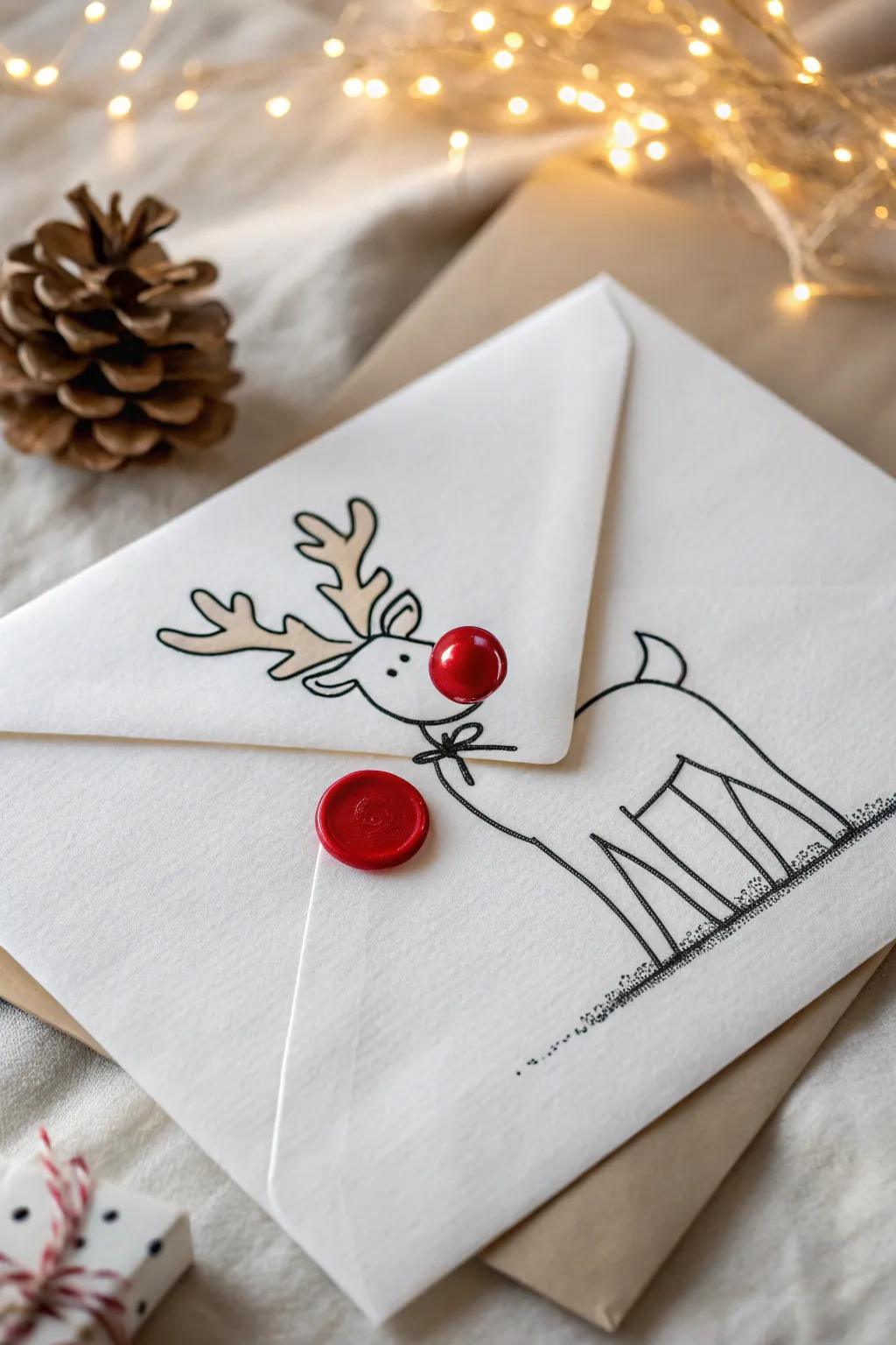 Embrace the holiday spirit with a whimsical reindeer design that adds a playful touch to your Christmas correspondence.