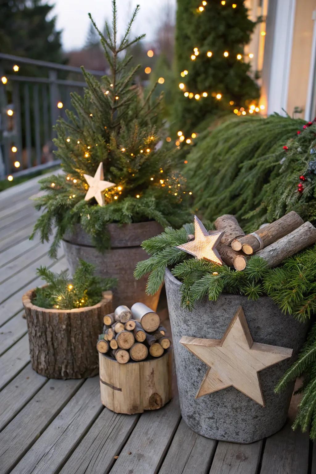 Wood elements extend an earthy, natural sensation to your ornamentation.