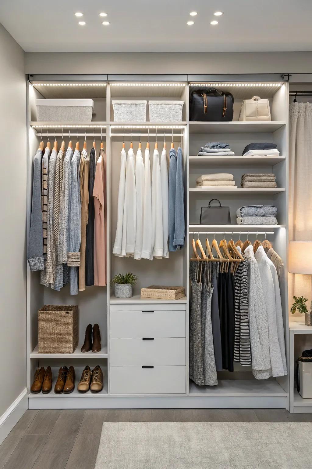 Quick-change hanging offer ultimate flexibility, letting you reinvent your closet as often as you like.