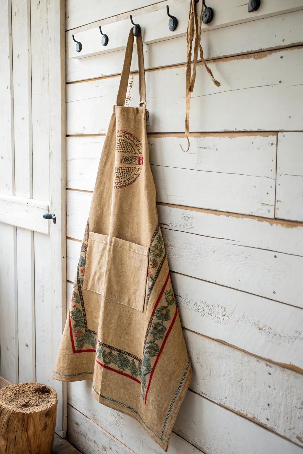 Change your kitchen style with a chic upcycled grain sack overall!