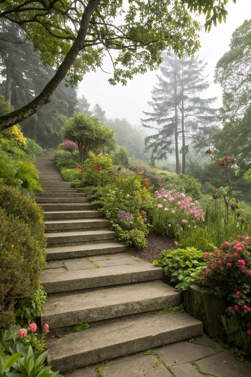 Stone-like steps: Where style meets function.