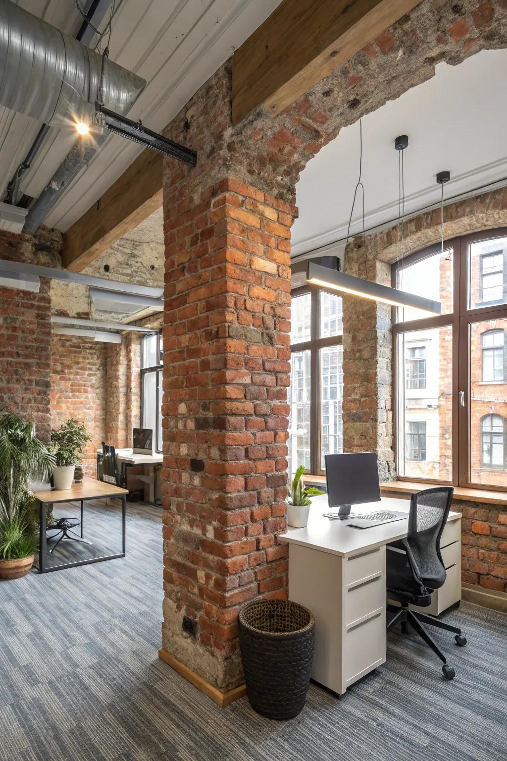 Office space incorporating legacy elements for a timeless appeal.