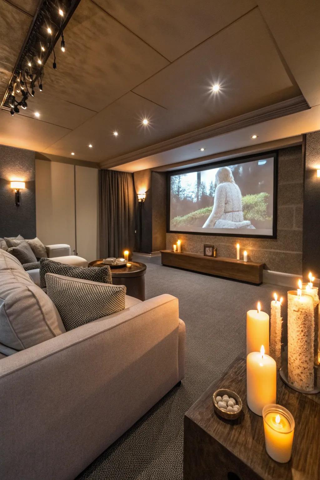 Scented candles cultivate a calming, cozy setting.