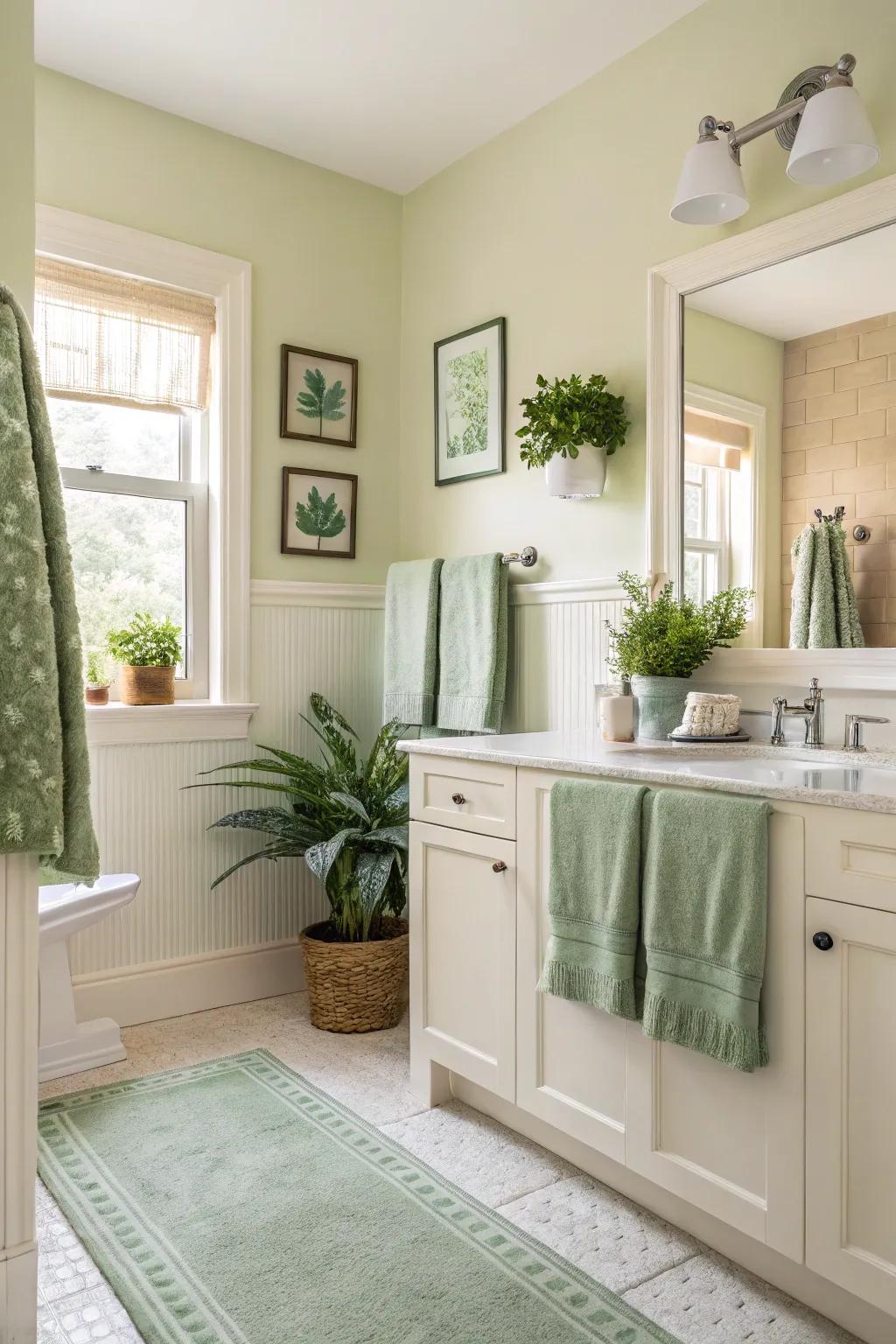 Soft green details enhance the creamy shades beautifully.