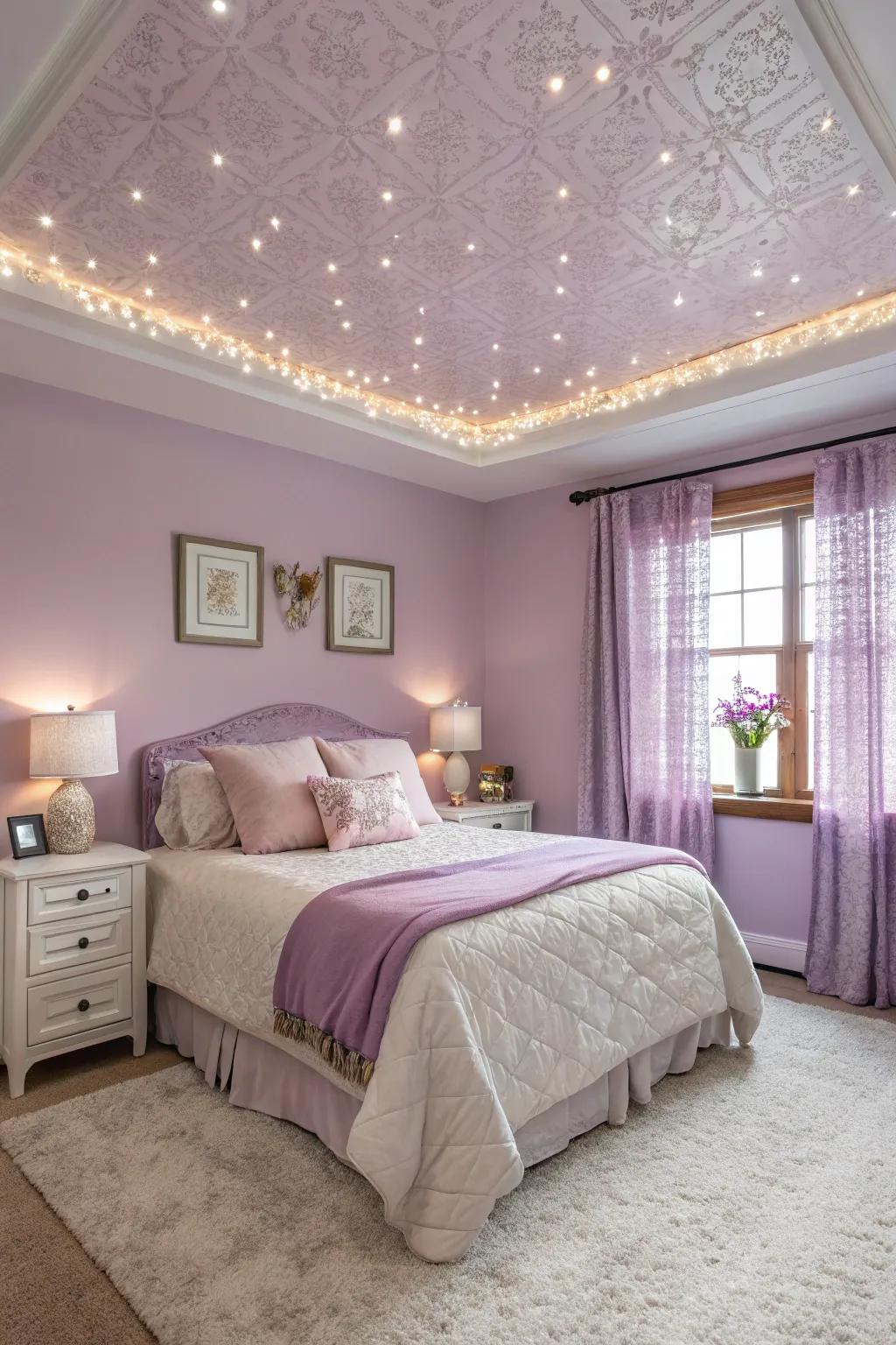 Decorative ceiling adds an unexpected twist.