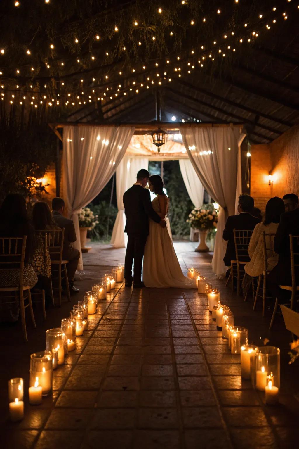 A romantic candlelit ceremony setting the ideal mood.