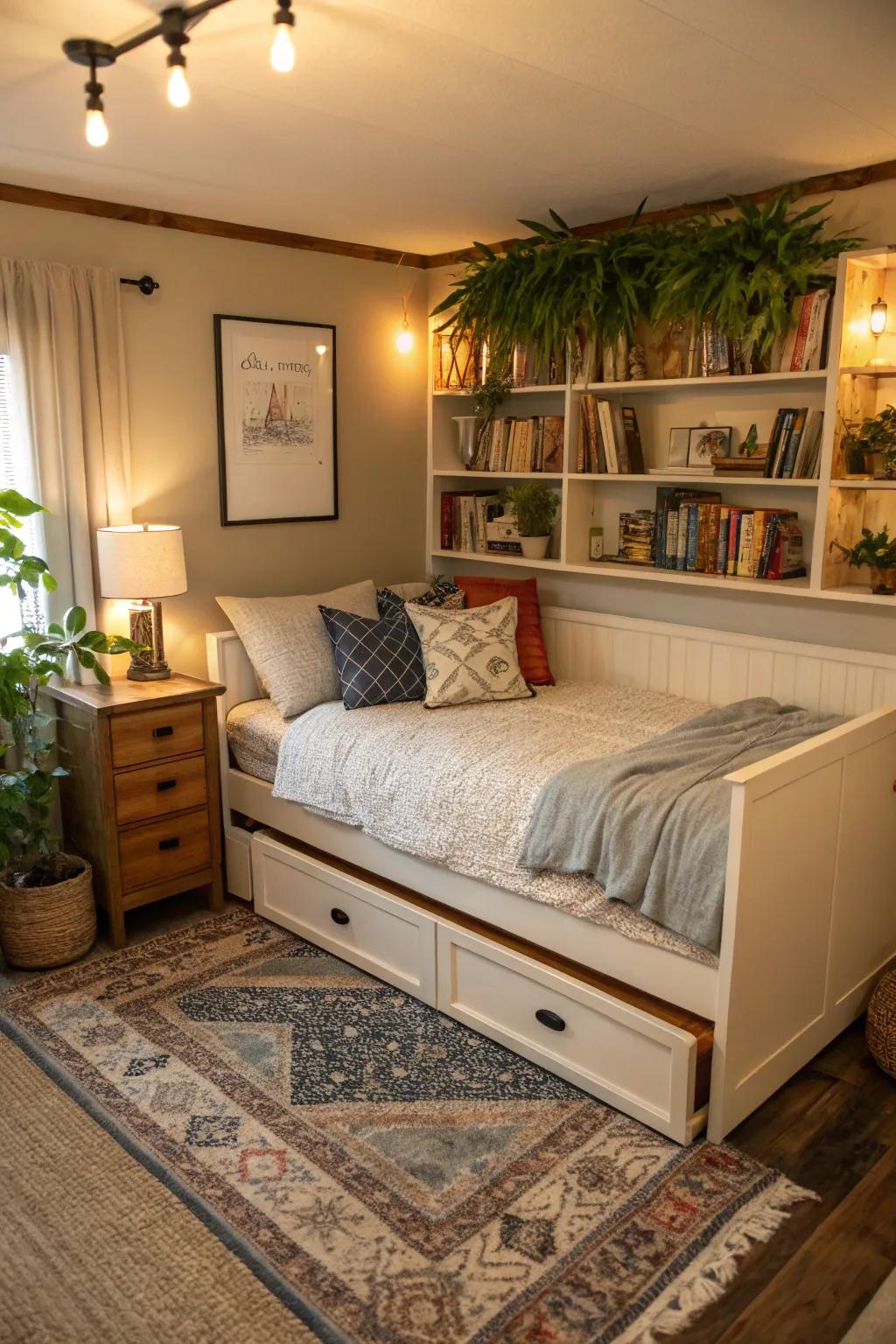 Make the most of it with a daybed that features a pull-out.
