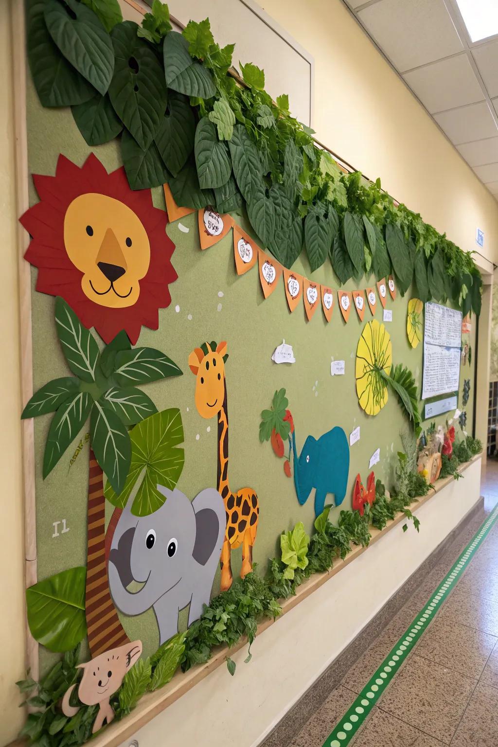 Jungle Safari bulletin board showcasing thrilling elements from untamed nature.