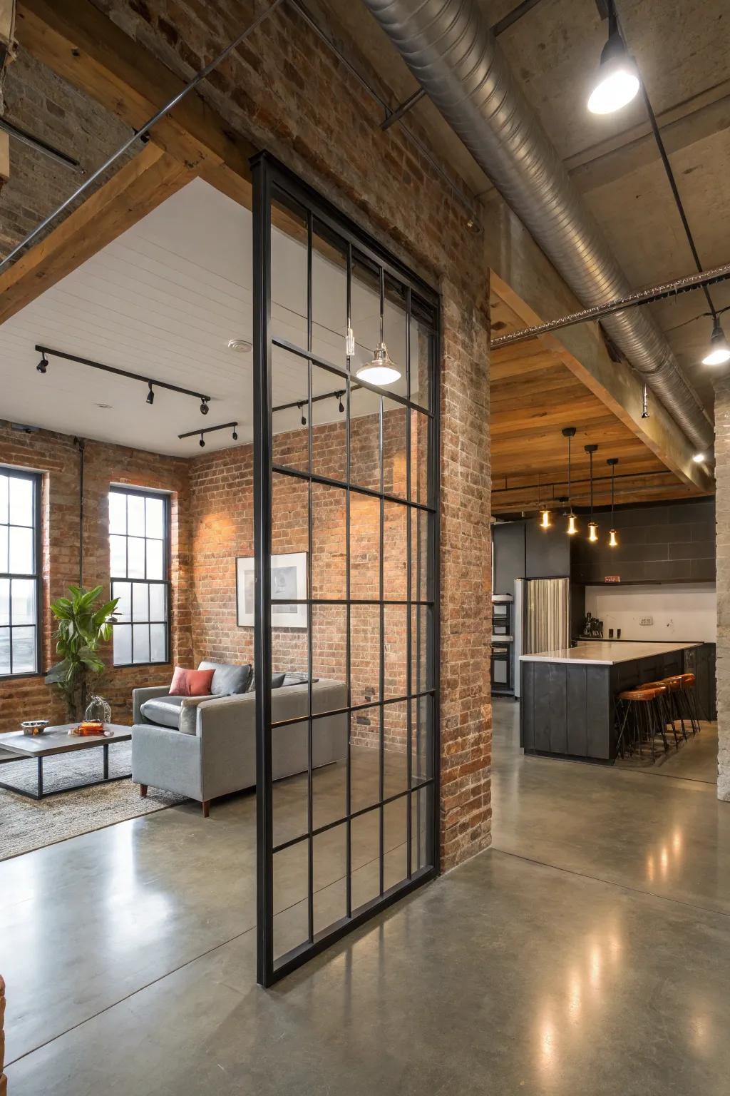 Steel partitions make a modern feel.