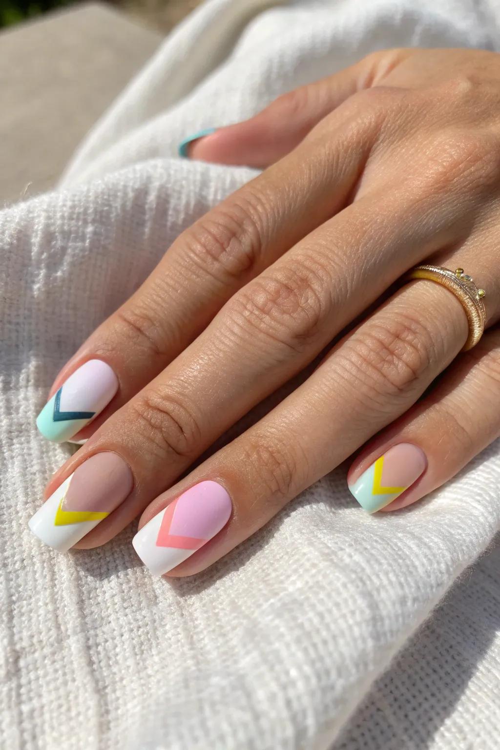 Elevate your style with a modern variation on the French manicure. #NailArtLove #MinimalistBeauty