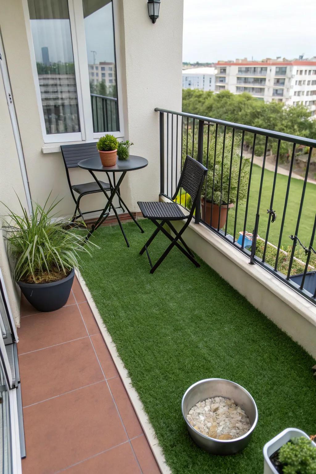 A specific relief zone keeps balcony cleanliness in check.