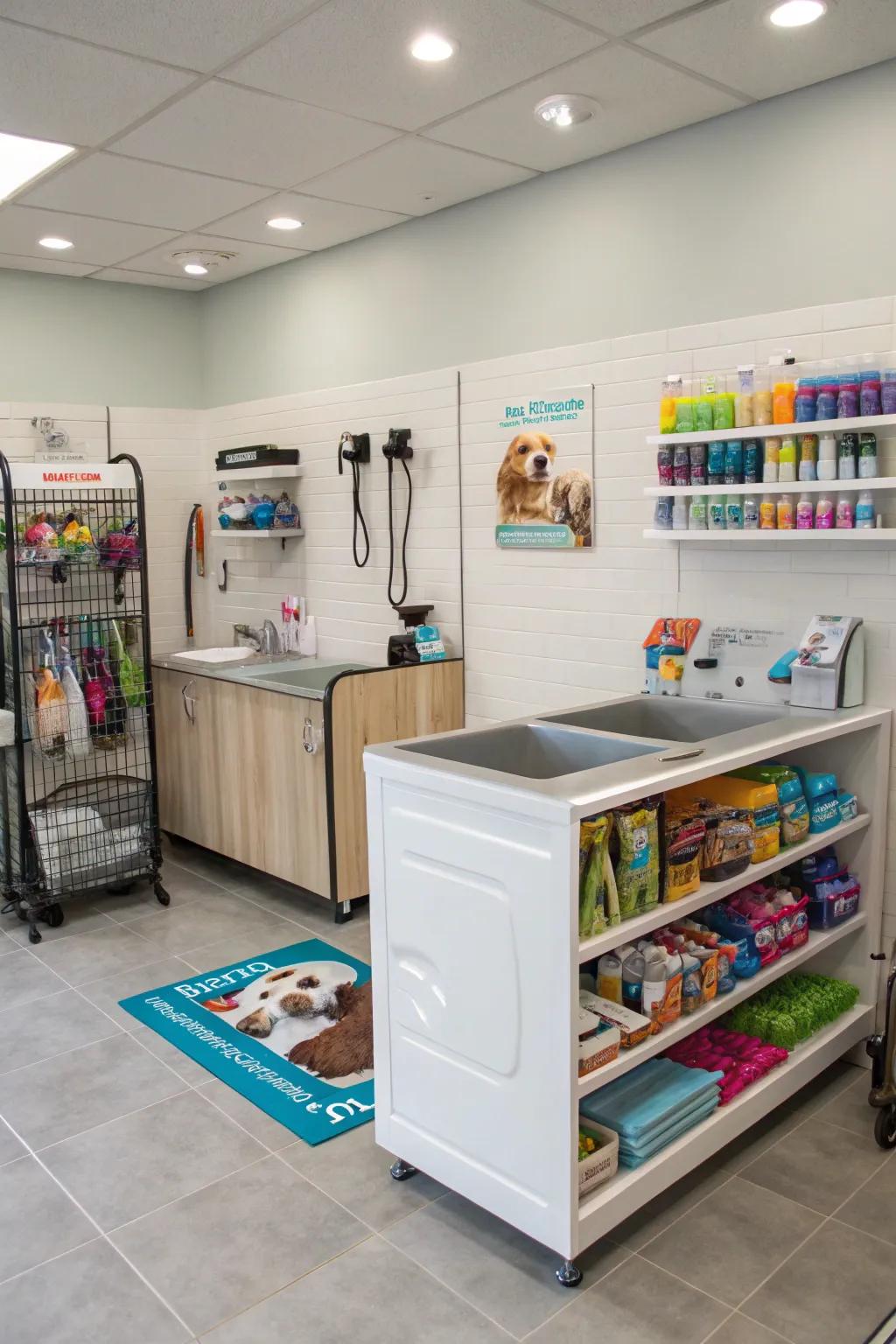 An appealing retail corner featuring captivating pet products.