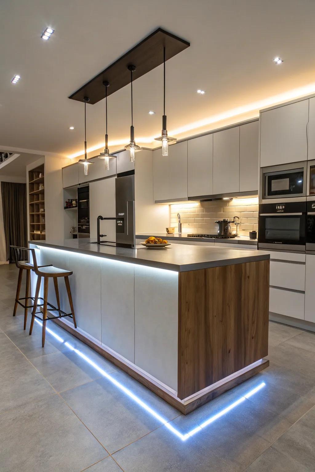 A design using a lighted base for a modern touch.