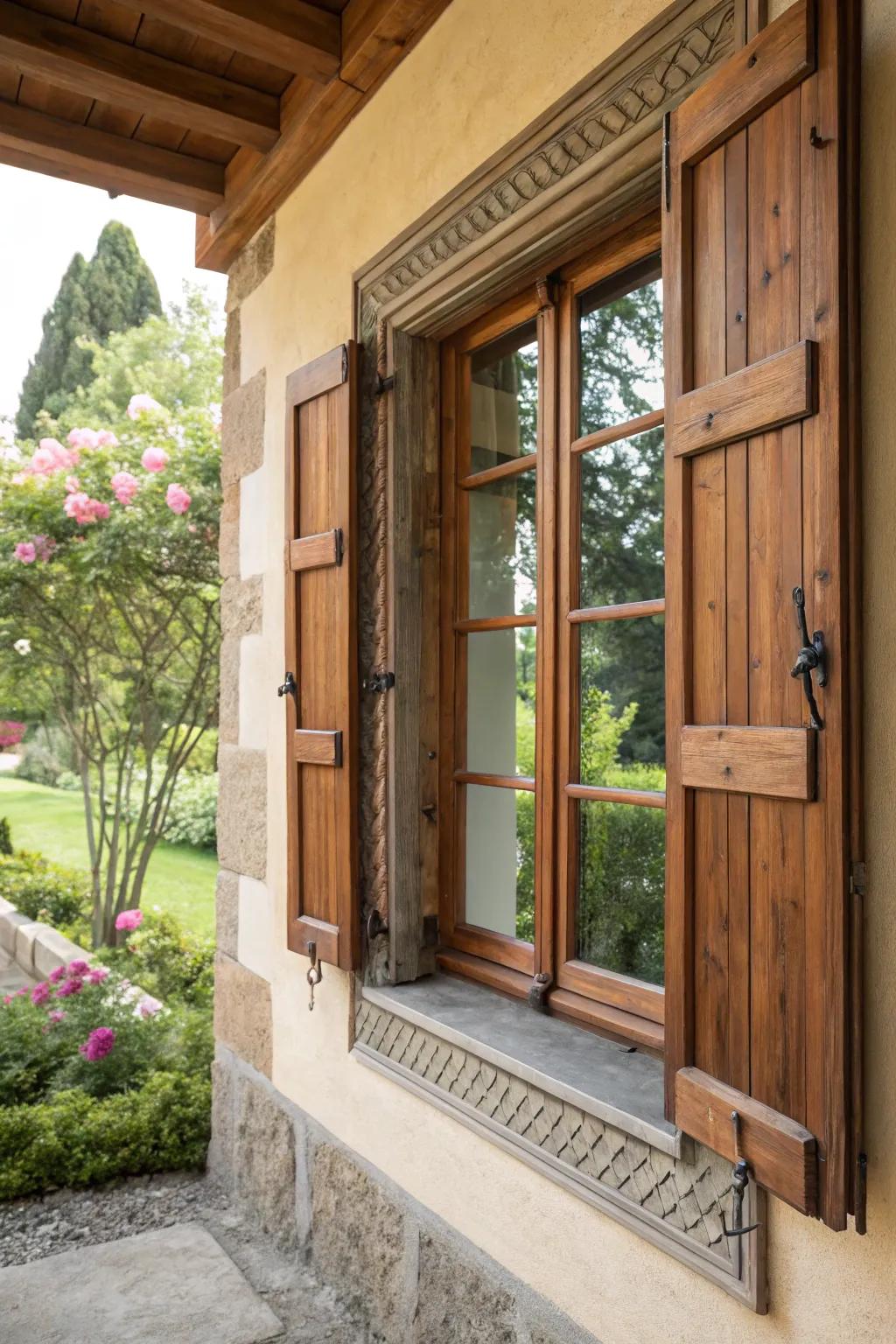 Window with raw timber touches