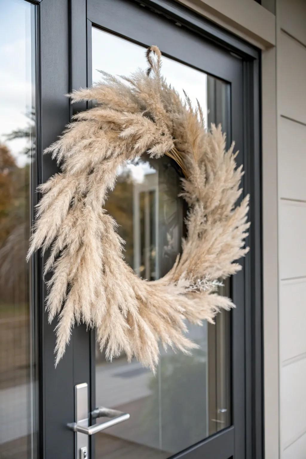 Plume grass proffers a contemporary and graceful nuance to your entryway.