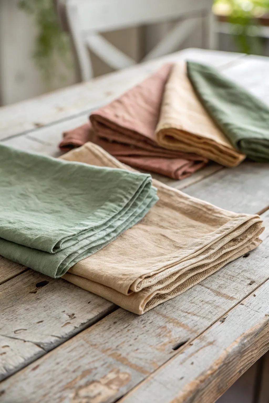 Textured textile napkins introduce sophistication and harmoniously bind your centerpiece.