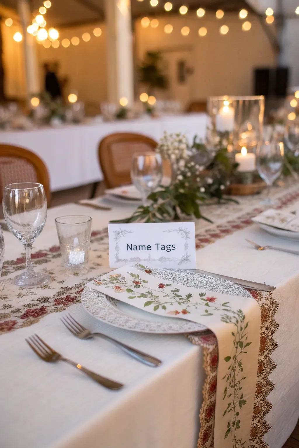 Personalized name tags add a welcoming touch.