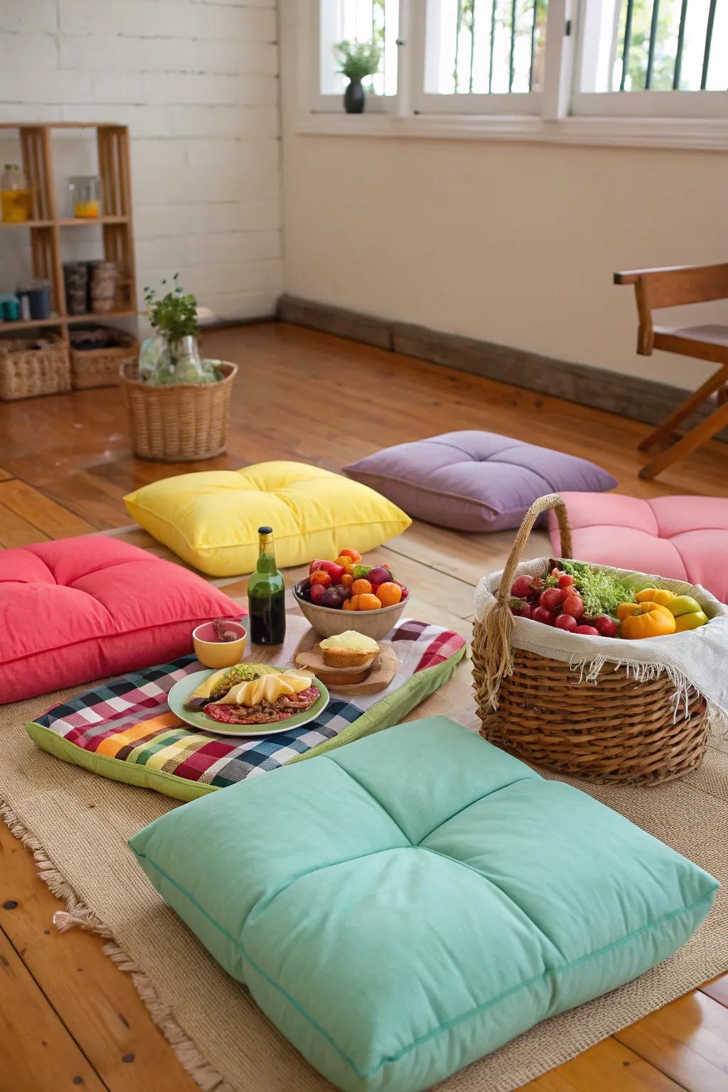 A stylish and comfortable seating layout perfect for a relaxed social event.
