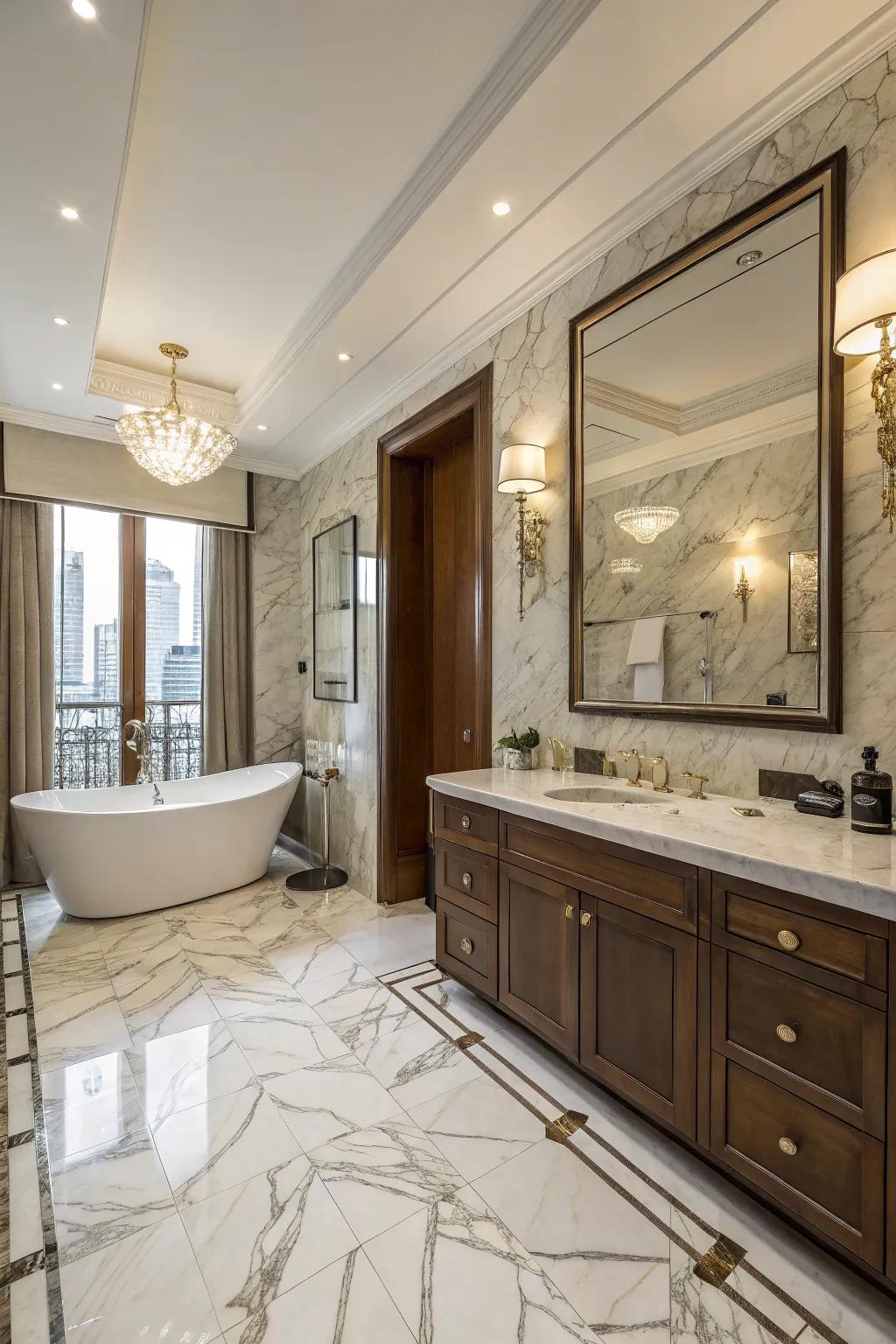 Marble tiling provides luxury and elegance to flooring projects.