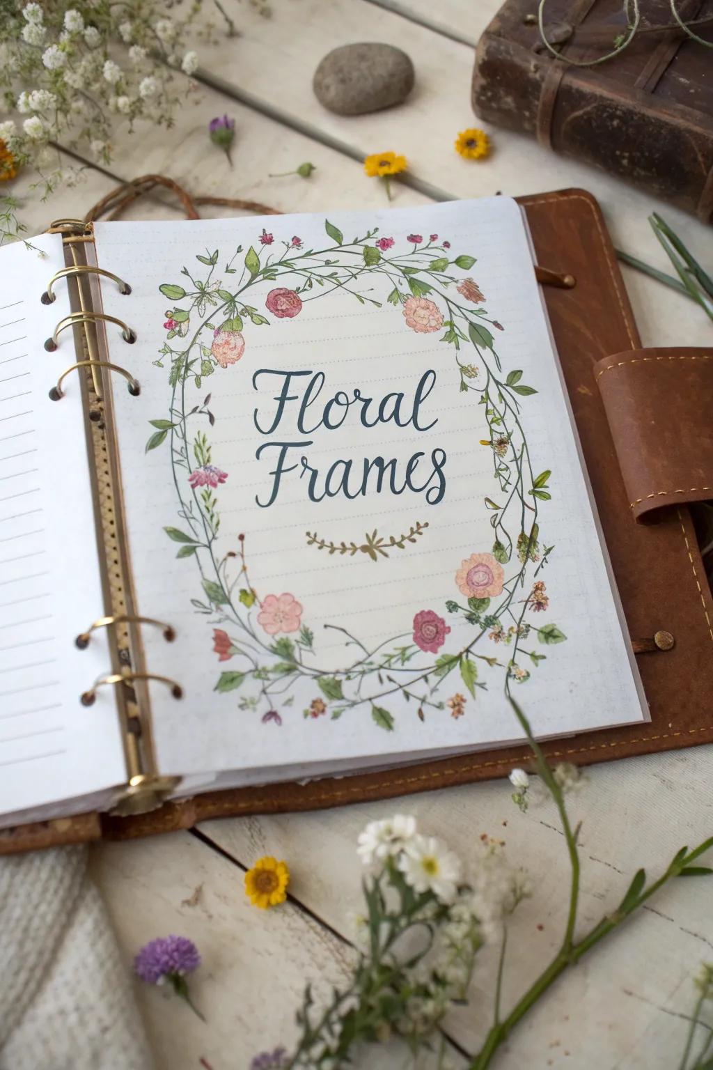 Floral borders beautifully highlight special notes.