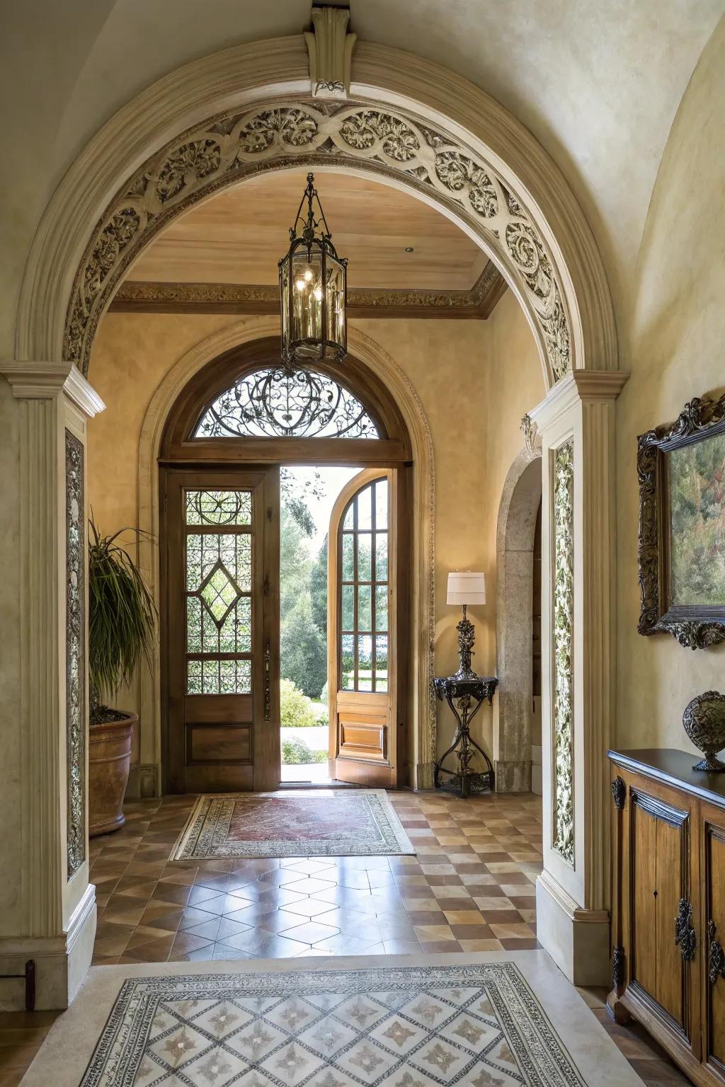 Unique doorways can elevate the architectural appeal of an entryway.