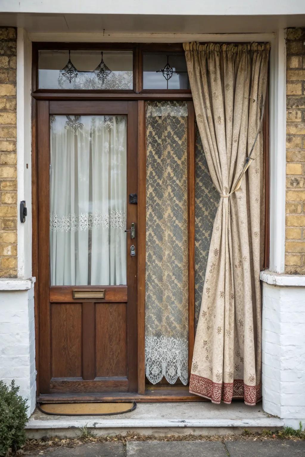 A front door showcasing a combination of privacy techniques for maximum effect.