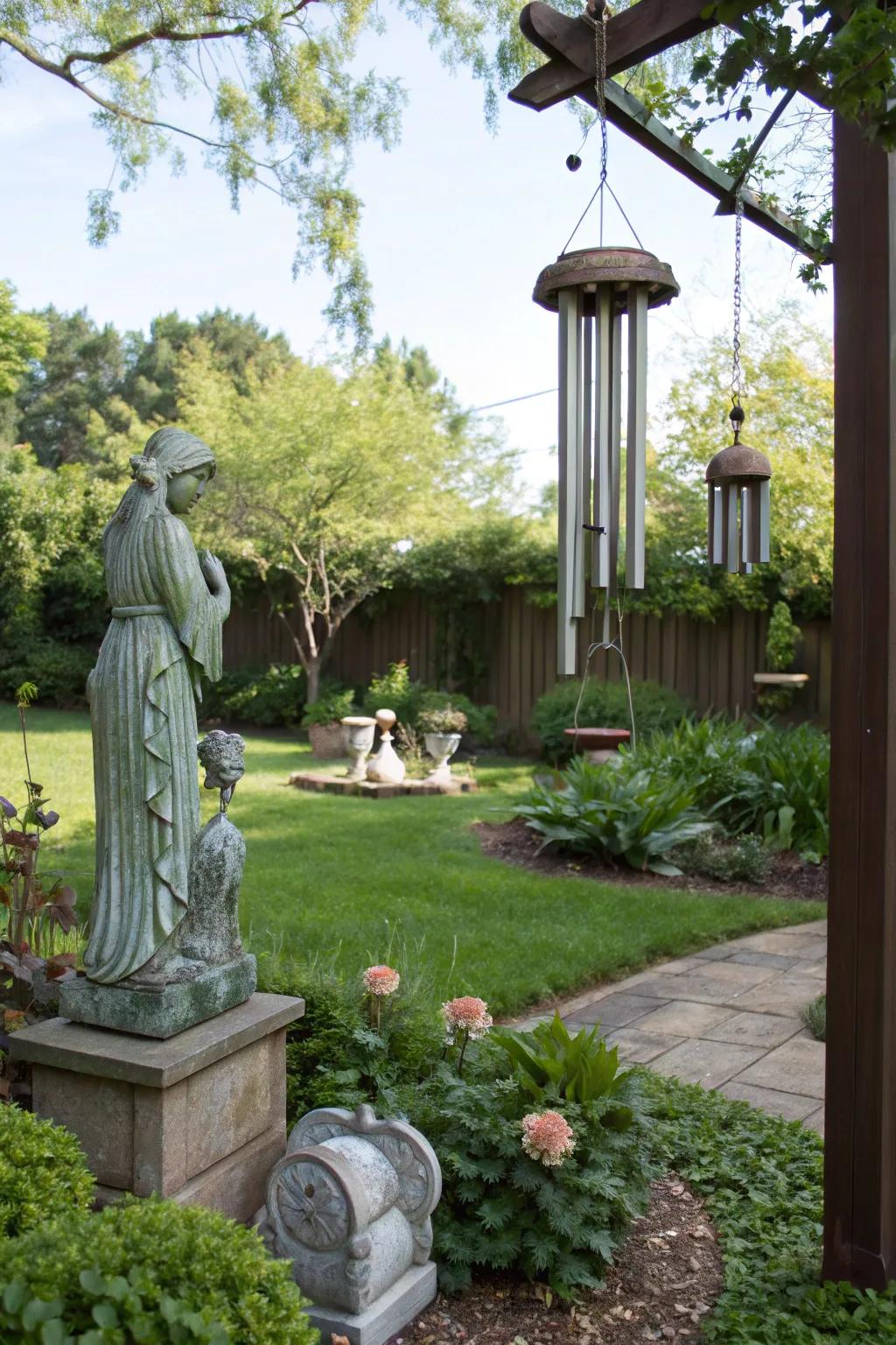 Artistic accents add whimsy and personality to the landscape.