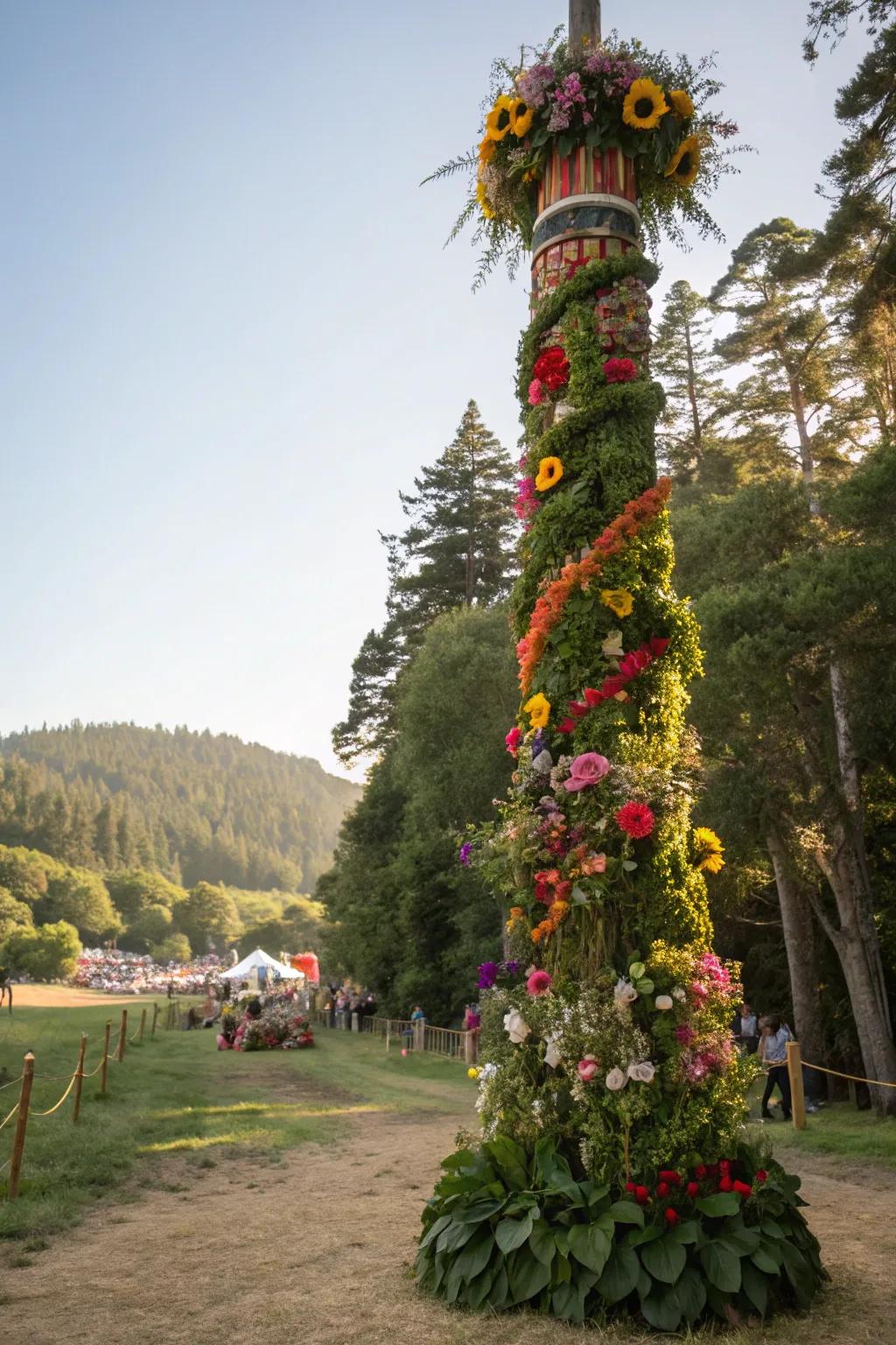 Totems themed around nature bring a hint of the outdoors to the festival scene.