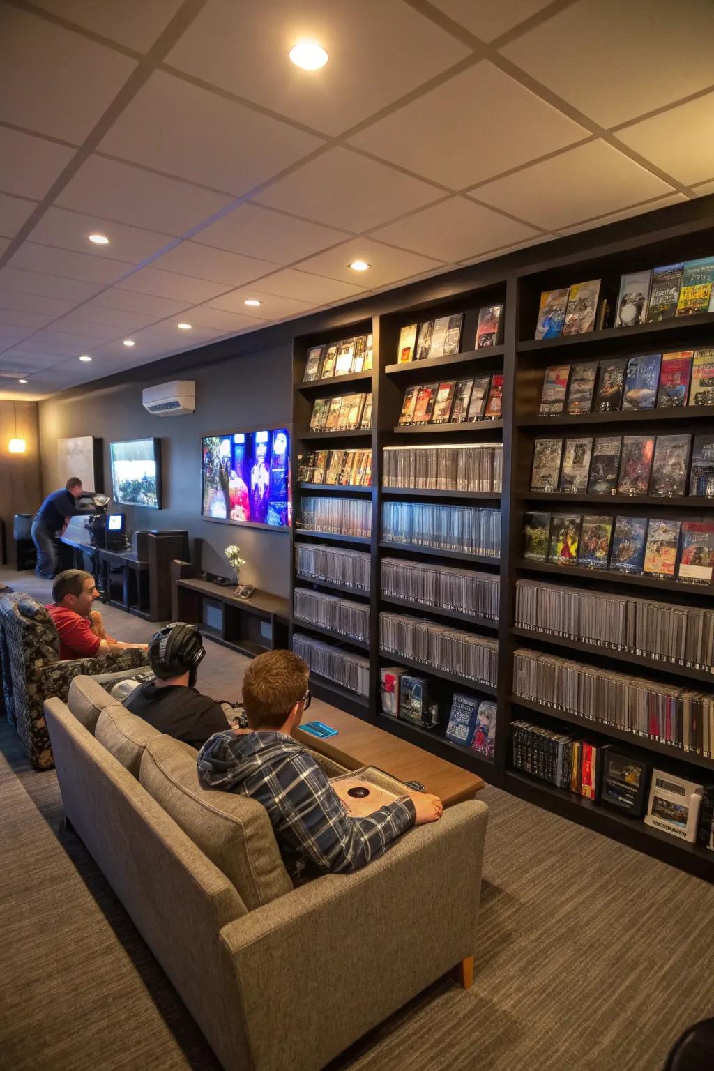 A gaming repository partition exhibiting a meticulously structured game stash.
