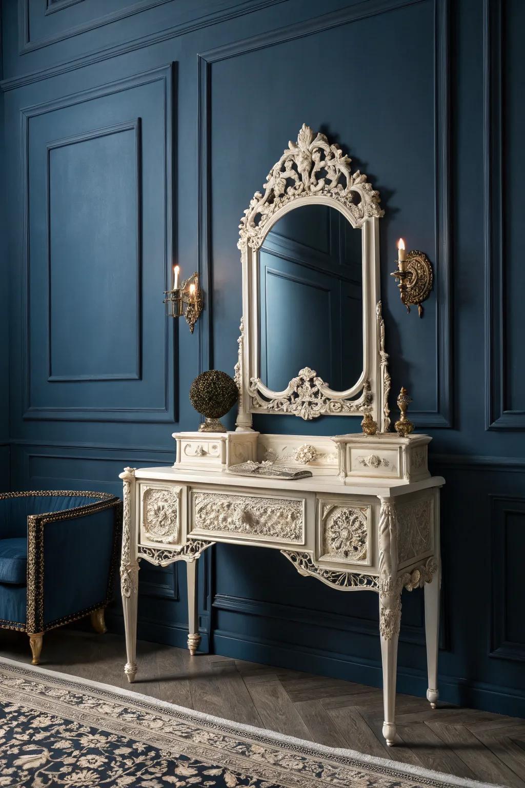 Deep hues establish a rich, dramatic atmosphere.