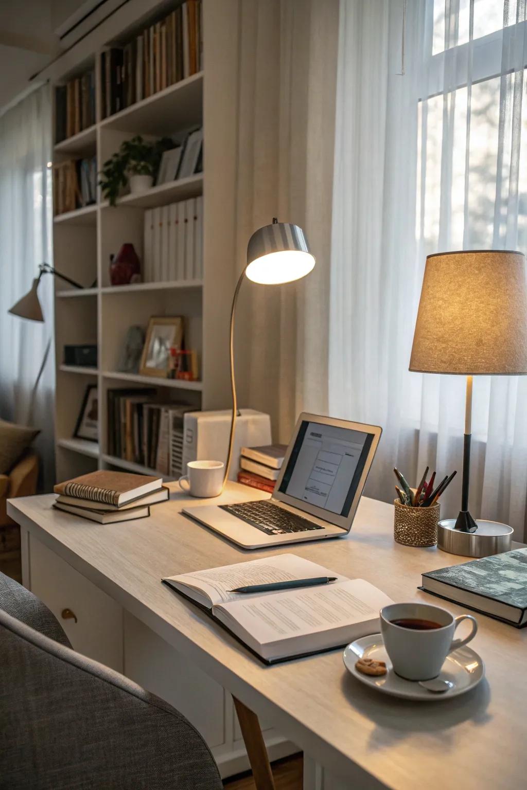 Changeable lighting allows for a perfectly tailored workspace environment.
